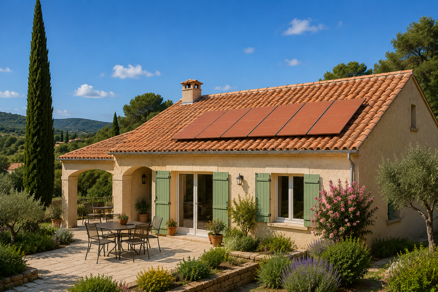 Maison équipée de panneaux photovoltaïques